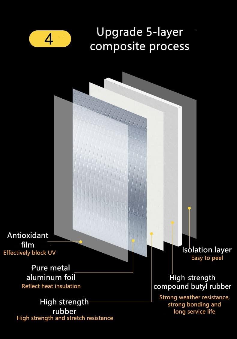 Heavy-Duty Waterproof Sealan Foil Tape for RV Repair, Window, Silicone, Boat and Pipe Sealing, Glass & Rubber Roof Patching, Silver