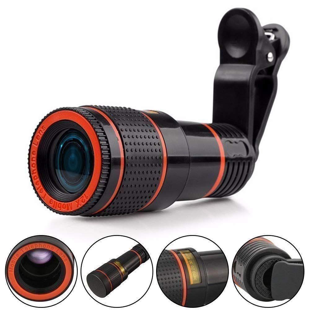 Premium UHD Mobile Blur Background Telescope Lens Kit with 12X Zoom | DSLR Auto Blur Background Effect for All Mobile Camera | Travelling Accessory