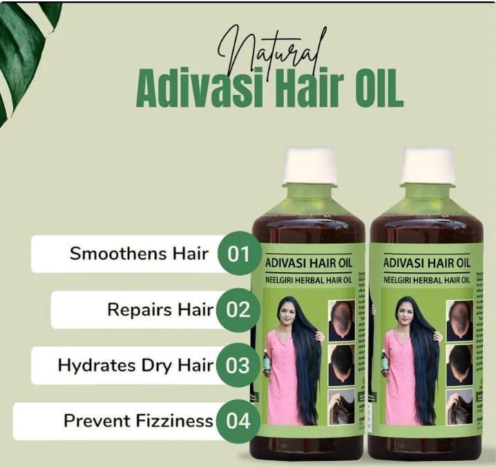 100% Pure Adivasi Neelgiri Herbal Hair Oil Buy 1 Get 1 Free Offer