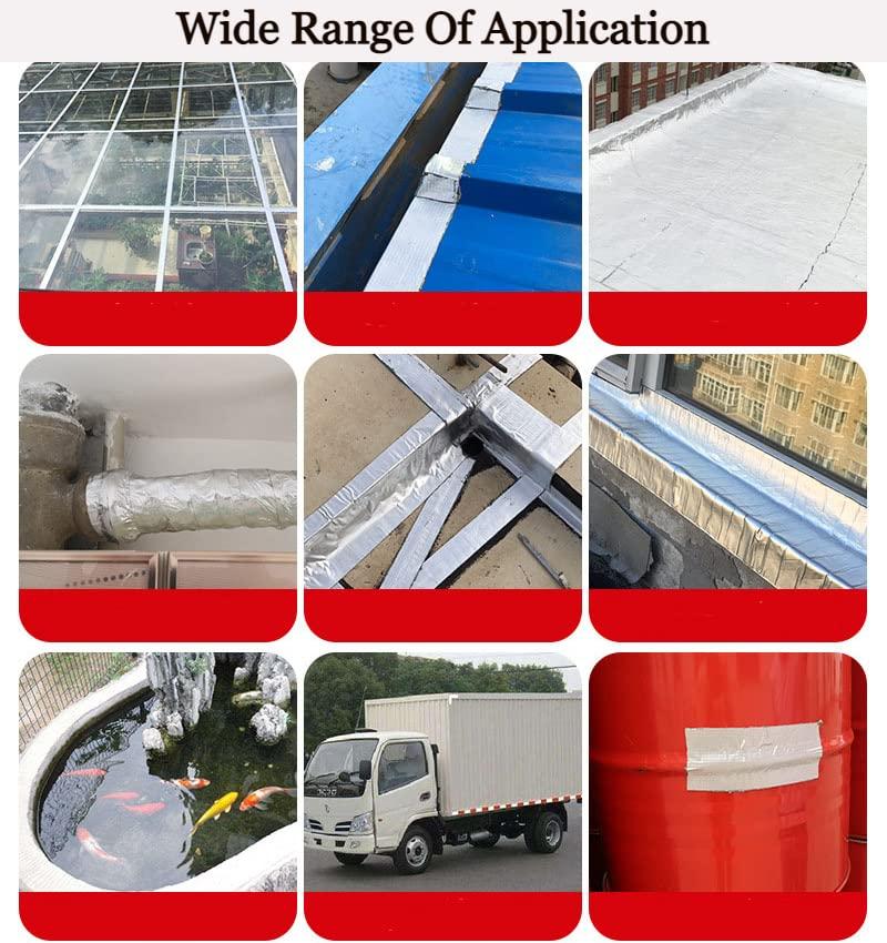 Heavy-Duty Waterproof Sealan Foil Tape for RV Repair, Window, Silicone, Boat and Pipe Sealing, Glass & Rubber Roof Patching, Silver