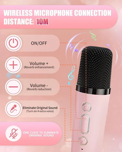 Wireless Karaoke Bluetooth Mic With Speaker For Kids