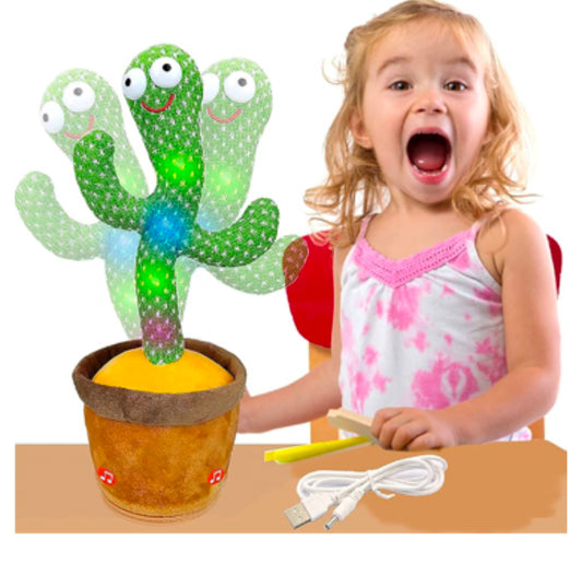Dancing Cactus Plush Toy USB Charging,Sing 120pcs Songs,Recording,Repeats What You say and emit Colored Lights,Gifts of Fun Toys for Boys and Girls